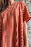 Salcombe Chalk Stripe Cotton Cocoon Dress Rust